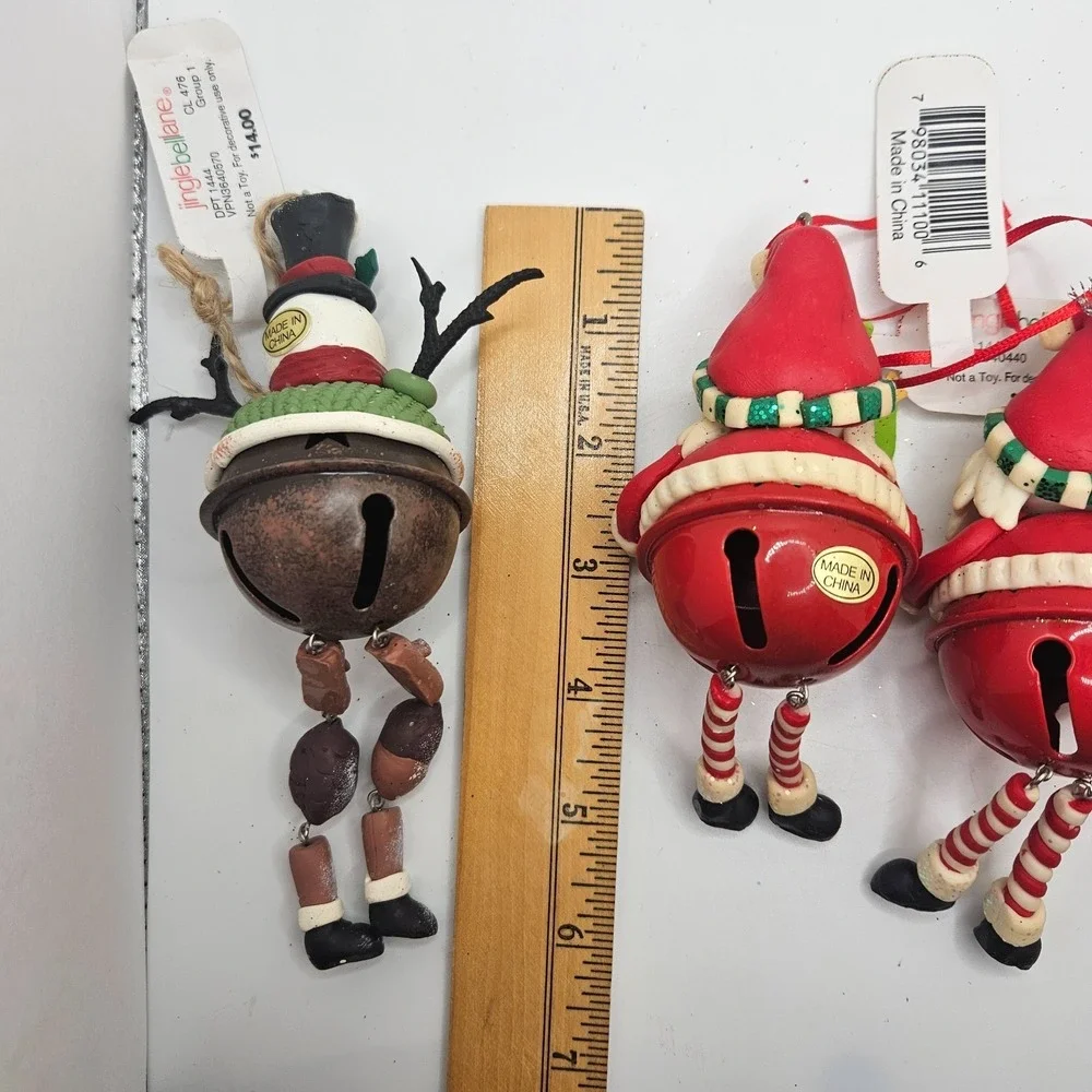 Vintage Jingle Bell Lane Christmas Ornaments‎ Lot Santa Snowman Dangling Legs